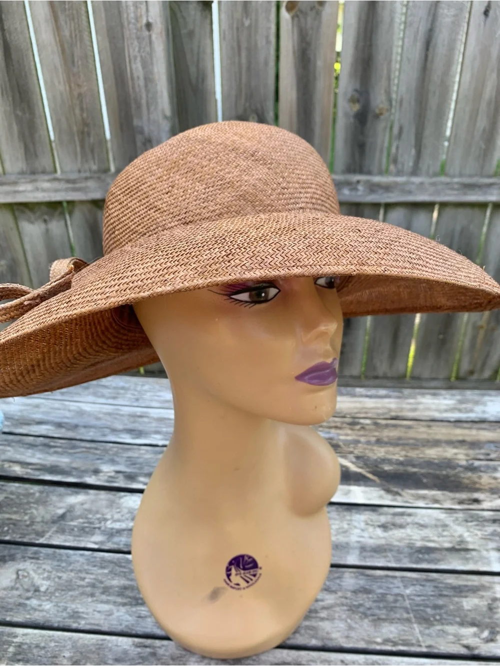 NWT Swan Hat New York Bronze Straw Church Derby Hat w/ Rosette Flower